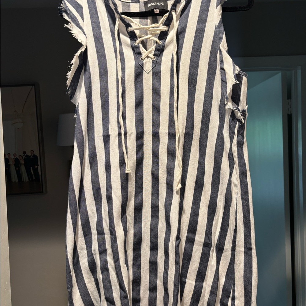 Sugarlips Navy and White Striped Dress